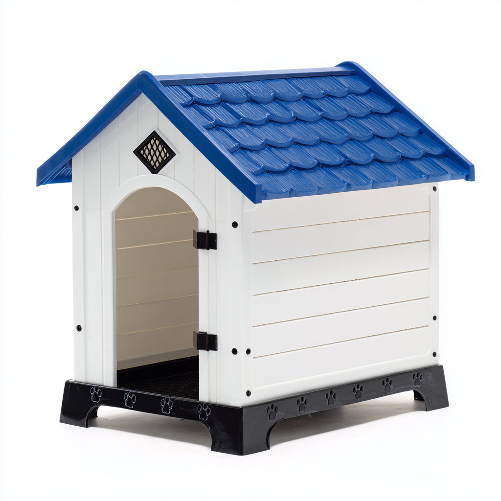 Cucce per cani - plastica - 98x79x86 cm - bianco-blu-nero - classico da esterno