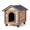 Cucce per cani - legno - 84x70x79 cm - marrone chiaro-grigio-nero - rustico da esterno