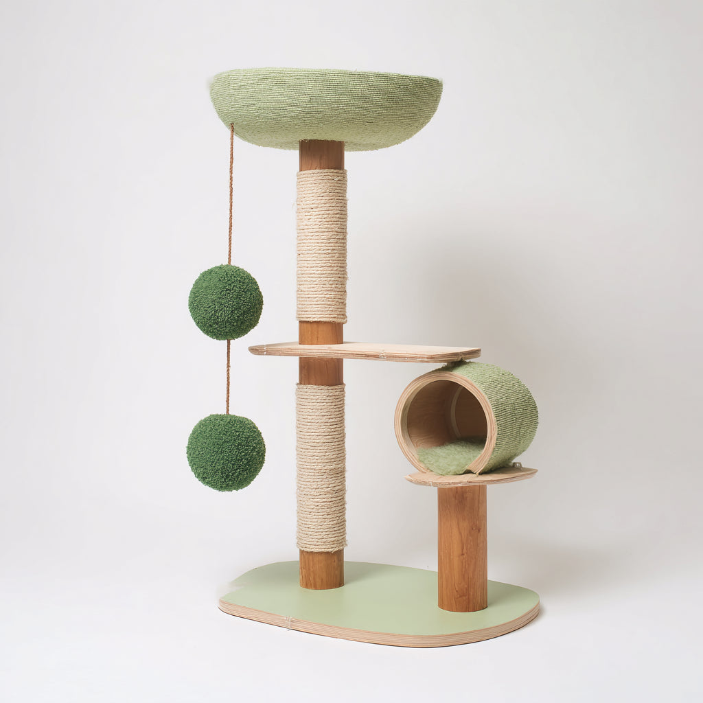 Mobili per gatti-Sisal-Legno ingegnerizzato-Tessuto-58x42x102 cm-Verde chiaro-Verde scuro-moderno funzionale
