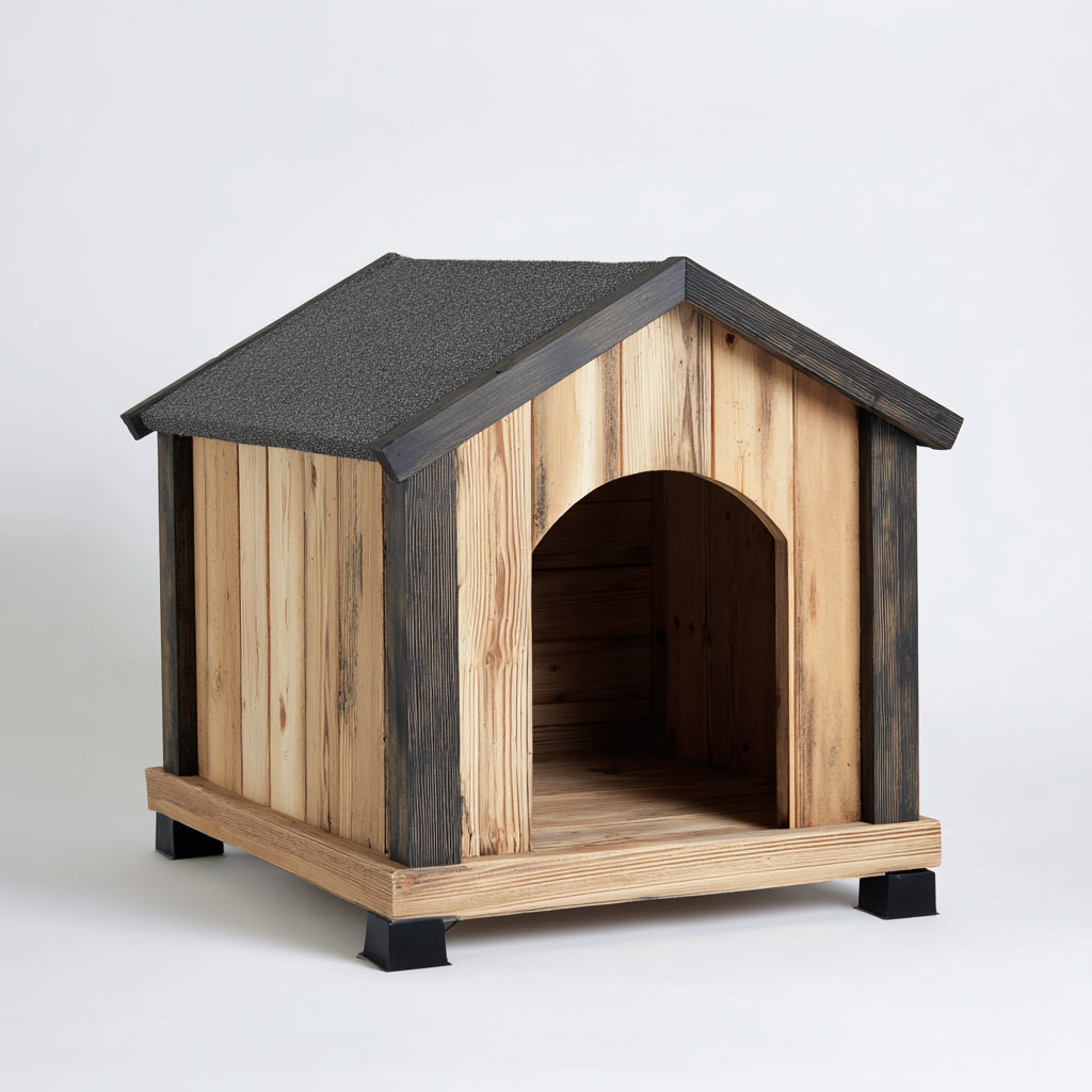 Cucce per cani - legno - 88x74x82 cm - naturale-antracite - rustico da esterno