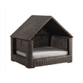 Cucce per cani - rattan - 94x72x78 cm - marrone-grigio chiaro - riparata