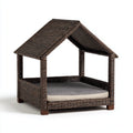 Cucce per cani - rattan - 102x80x92 cm - marrone-grigio-beige - rialzata