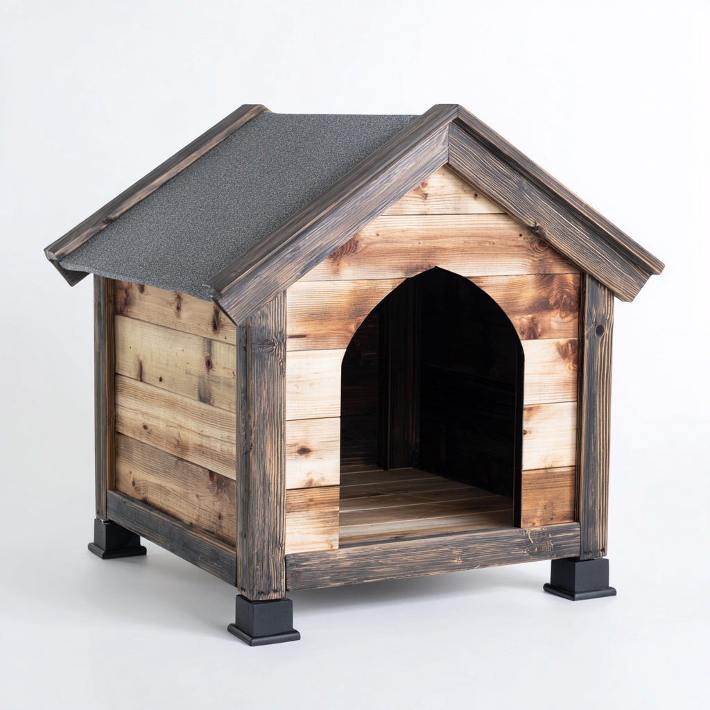 Cucce per cani - legno - 90x76x87 cm - naturale-antracite - rustico da esterno