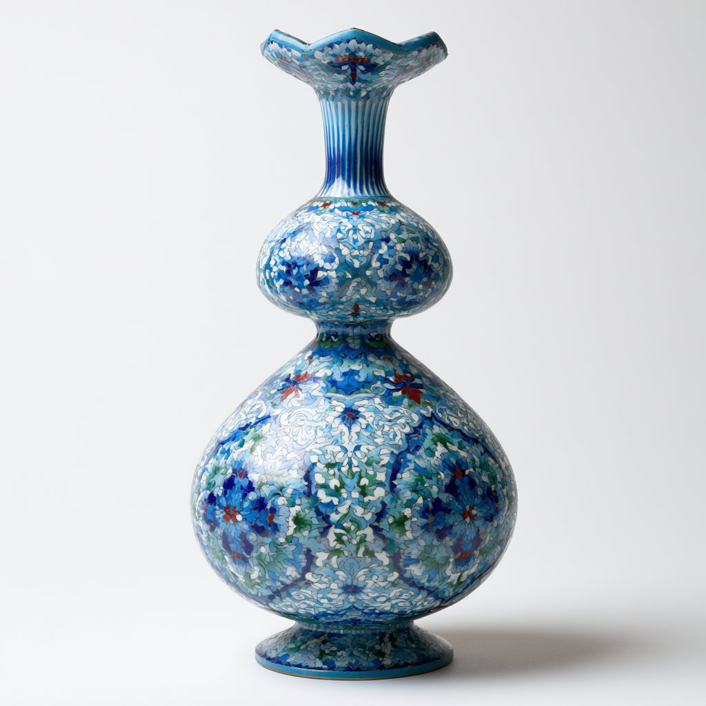 Vasi-Ceramica-23 x 23 x 43 cm-Blu-Azzurro-Floreale