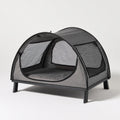 Cucce per cani - tessuto-acciaio - 108x76x82 cm - grigio-nero - rialzata con tettuccio