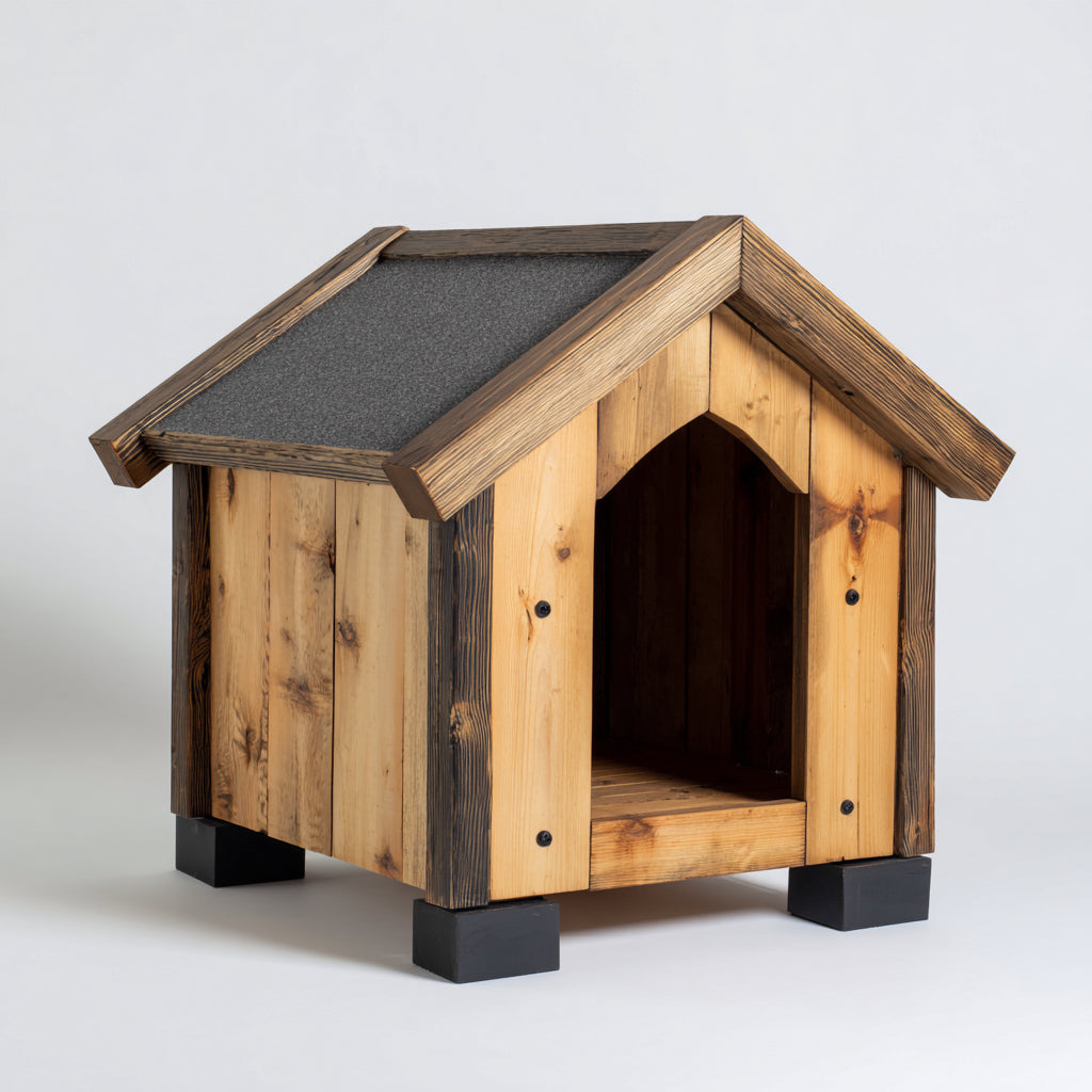 Cucce per cani - legno - 82x70x80 cm - naturale-antracite - rustico da esterno