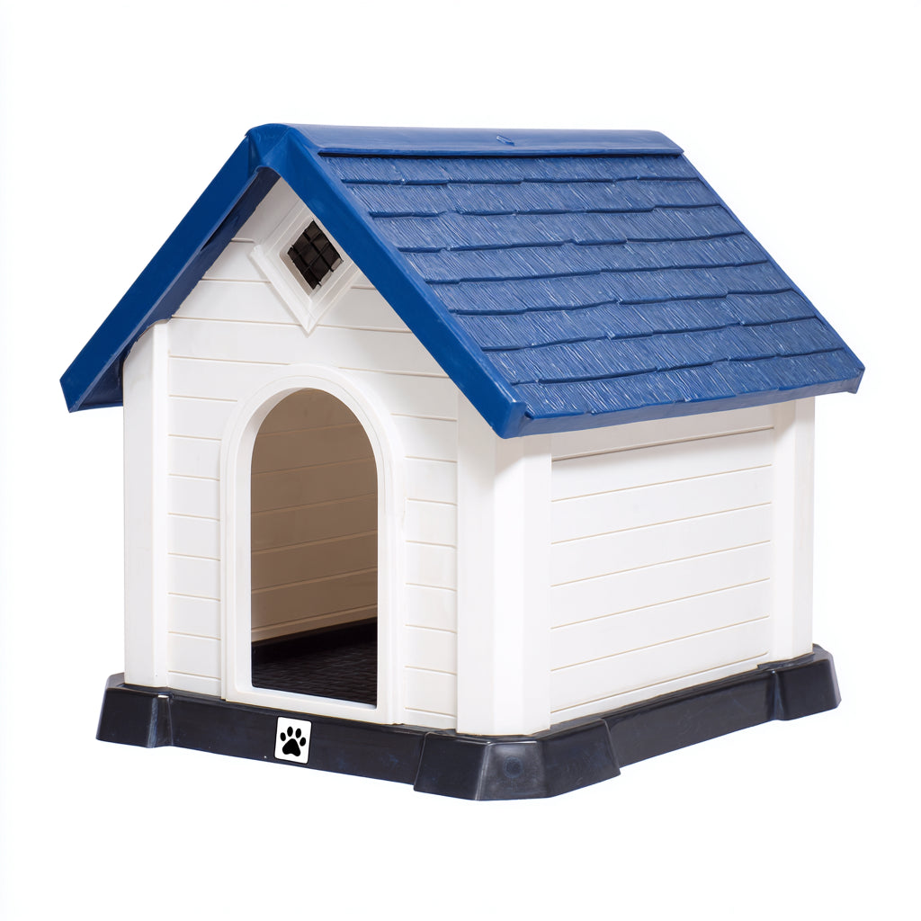 Cucce per cani - plastica - 96x78x84 cm - bianco-blu-nero - classico da esterno