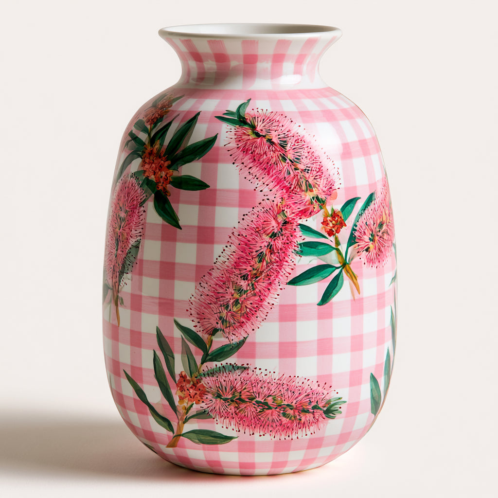 Vasi-Ceramica-20 x 20 x 31 cm-Rosa-Bianco-Floreale