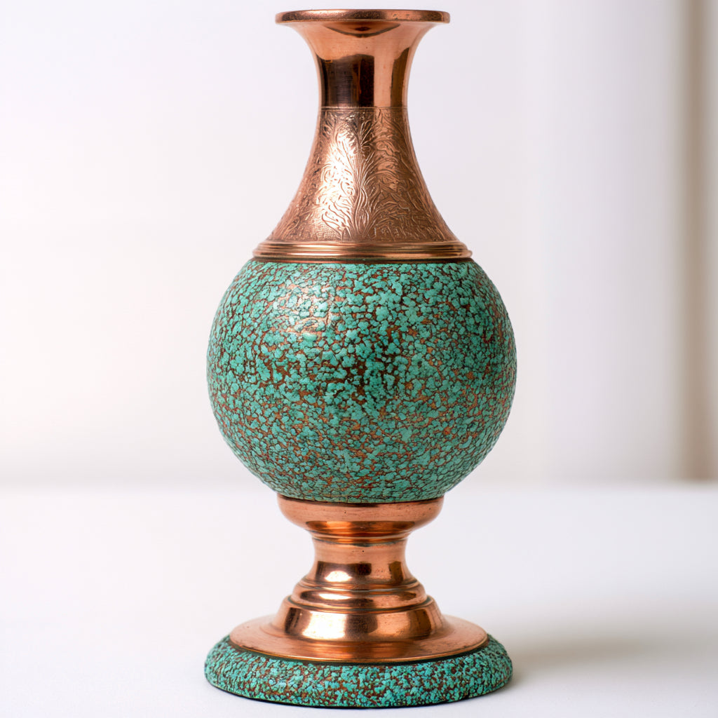 Vasi-Rame-Ceramica-18 x 18 x 37 cm-Rame-Turchese-Classico