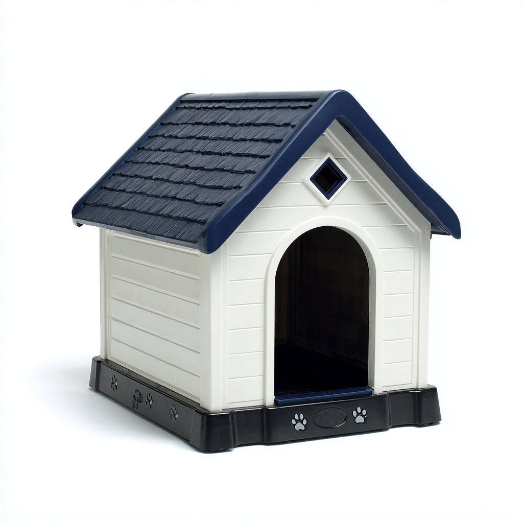 Cucce per cani - plastica - 95x77x85 cm - bianco-blu scuro-nero - classico da esterno