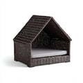Cucce per cani - rattan - 98x73x82 cm - marrone scuro-grigio chiaro - riparata