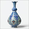 Vasi-Ceramica-25 x 25 x 46 cm-Blu-Azzurro-Floreale