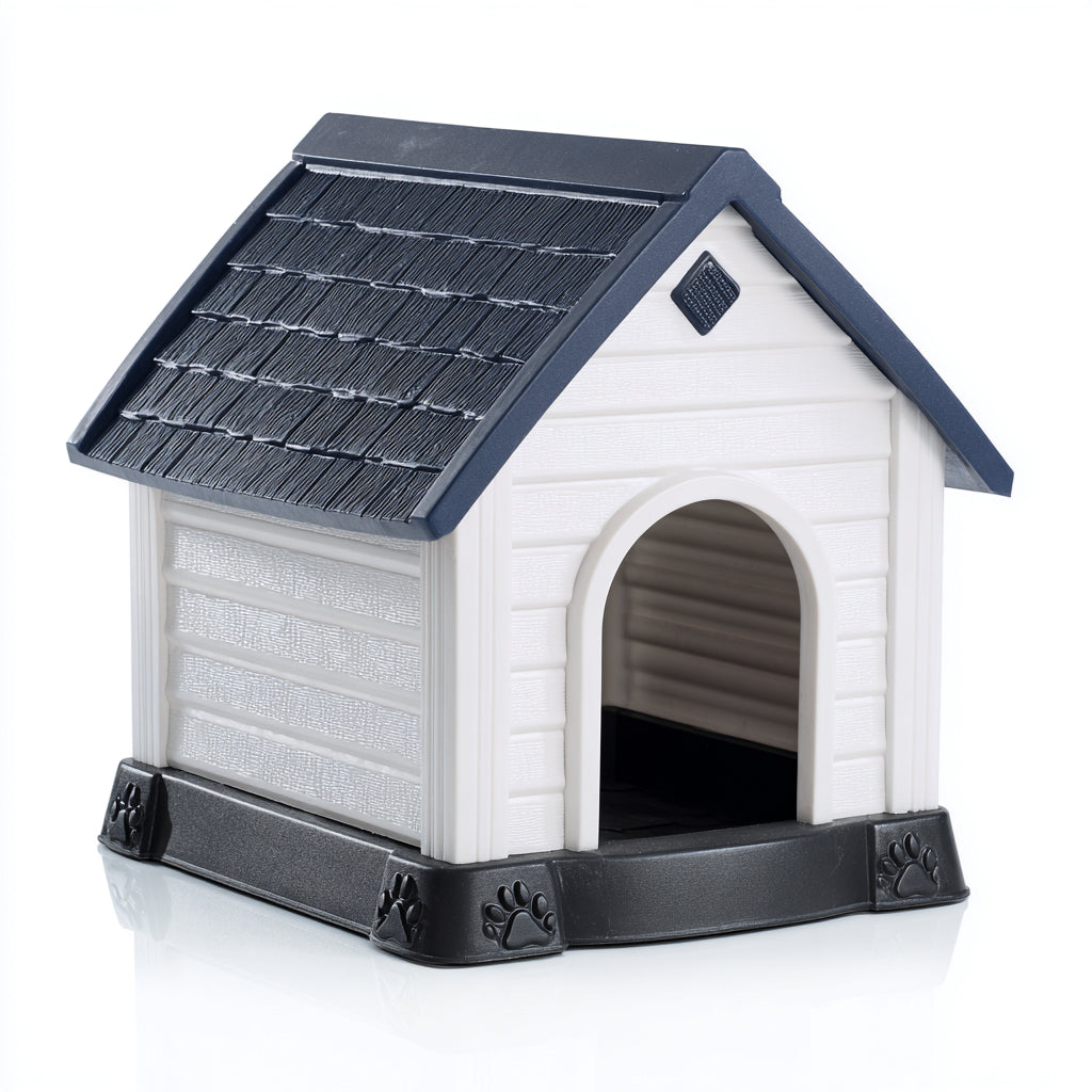 Cucce per cani - plastica - 88x72x81 cm - bianco-blu scuro-nero - classico da esterno