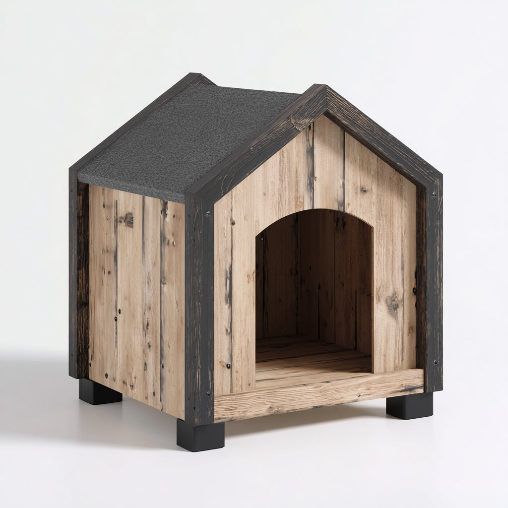 Cucce per cani - legno - 86x72x84 cm - naturale-antracite - rustico da esterno
