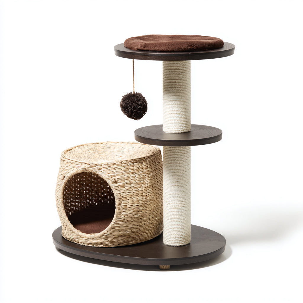 Mobili per gatti-Sisal-Legno ingegnerizzato-Tessuto-55x45x98 cm-Beige-Marrone-moderno multifunzionale