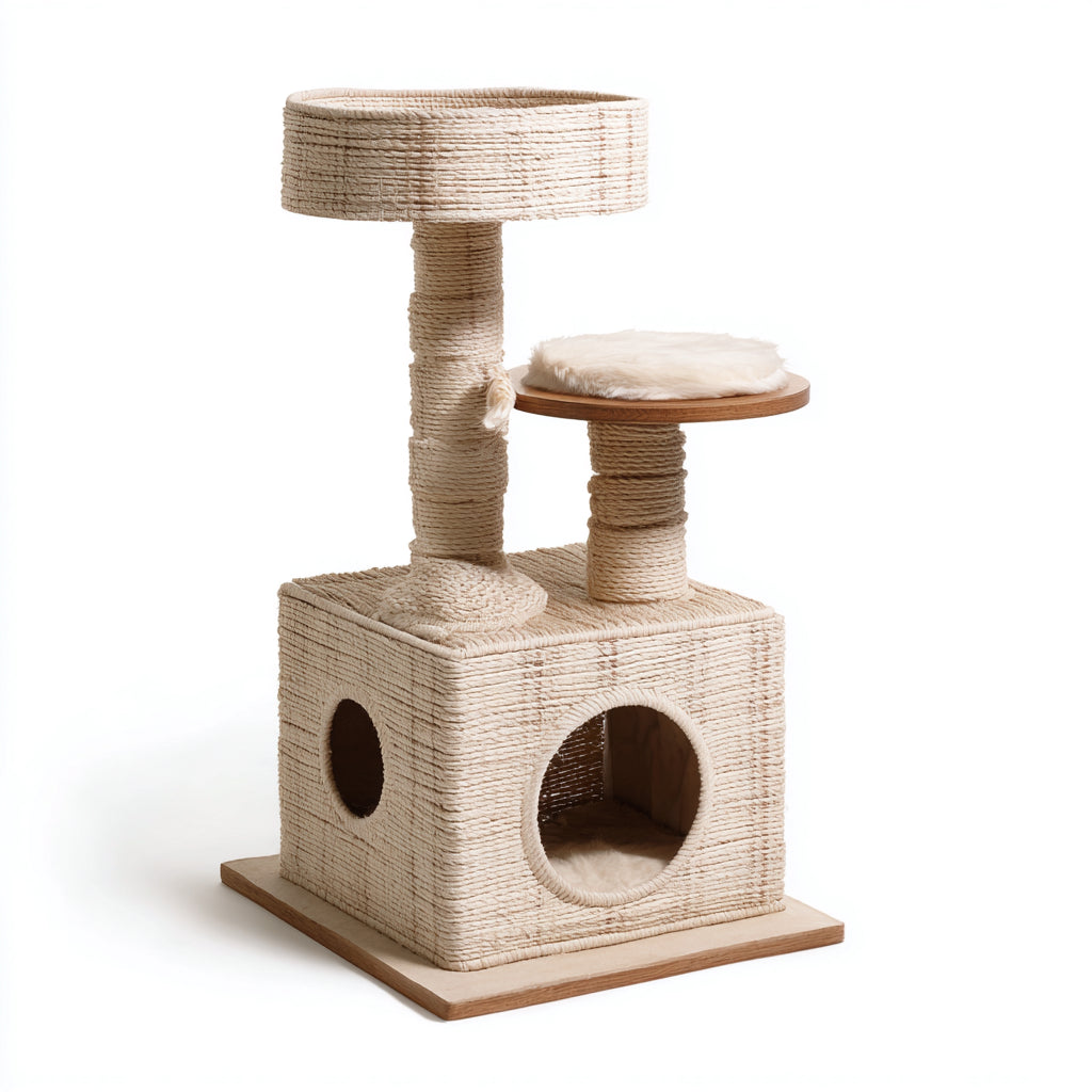 Mobili per gatti-Sisal-Legno ingegnerizzato-52x52x96 cm-Beige-moderno funzionale