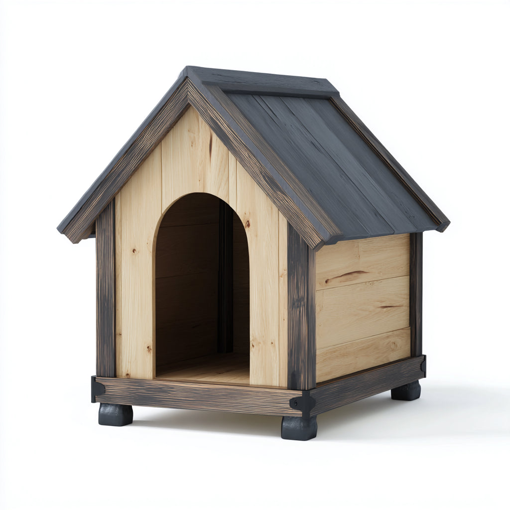 Cucce per cani - legno - 87x71x85 cm - naturale-antracite-nero - rustico da esterno