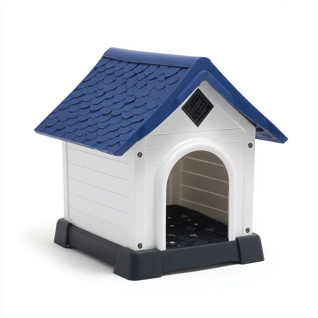 Cucce per cani - plastica - 91x74x83 cm - bianco-blu-nero - classico da esterno