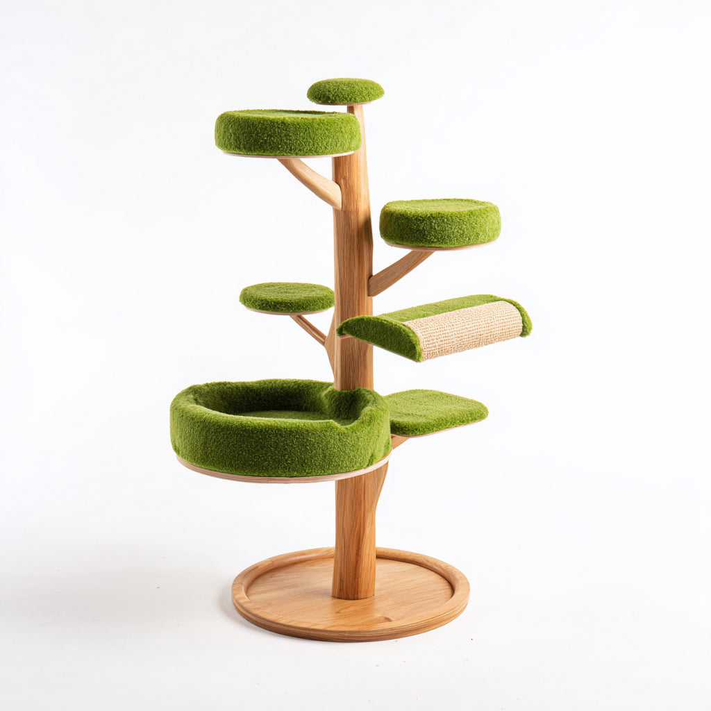 Mobili per gatti-Legno naturale-Sisal-Tessuto-60x60x118 cm-Verde-Naturale-moderno funzionale