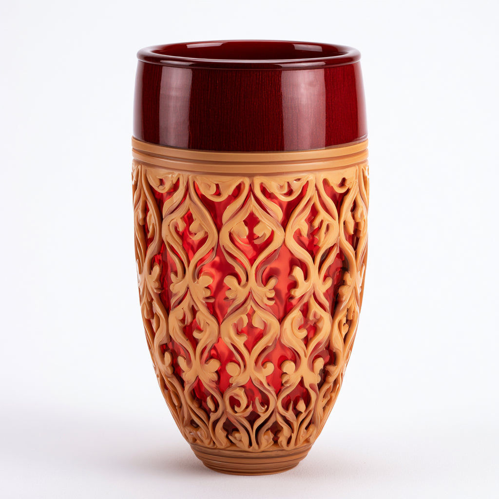 Vasi-Vetro-18 x 18 x 34 cm-Rosso-Oro-Barocco