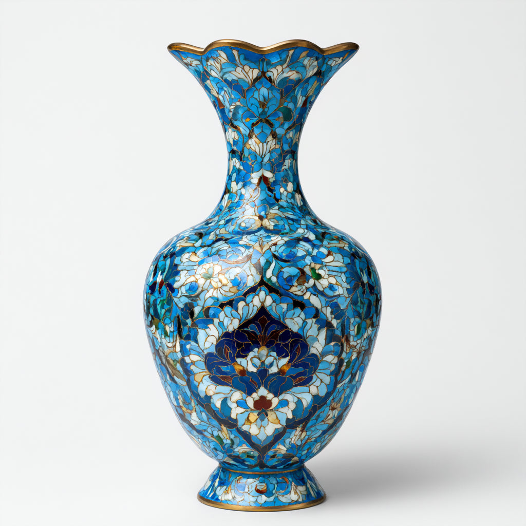 Vasi-Ceramica-24 x 24 x 40 cm-Blu-Azzurro-Floreale
