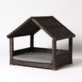 Cucce per cani - rattan - 100x78x90 cm - marrone scuro-grigio - rialzata